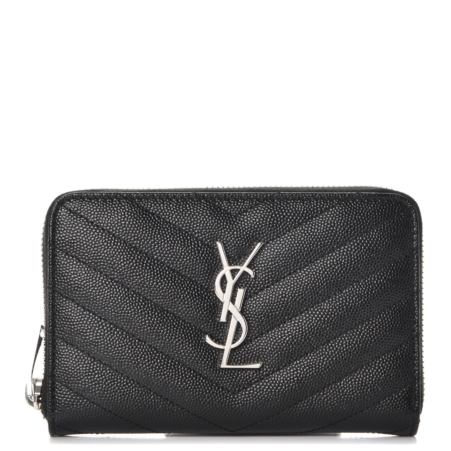 Grain De Poudre Matelasse Chevron Monogram Zip Around Wallet Black