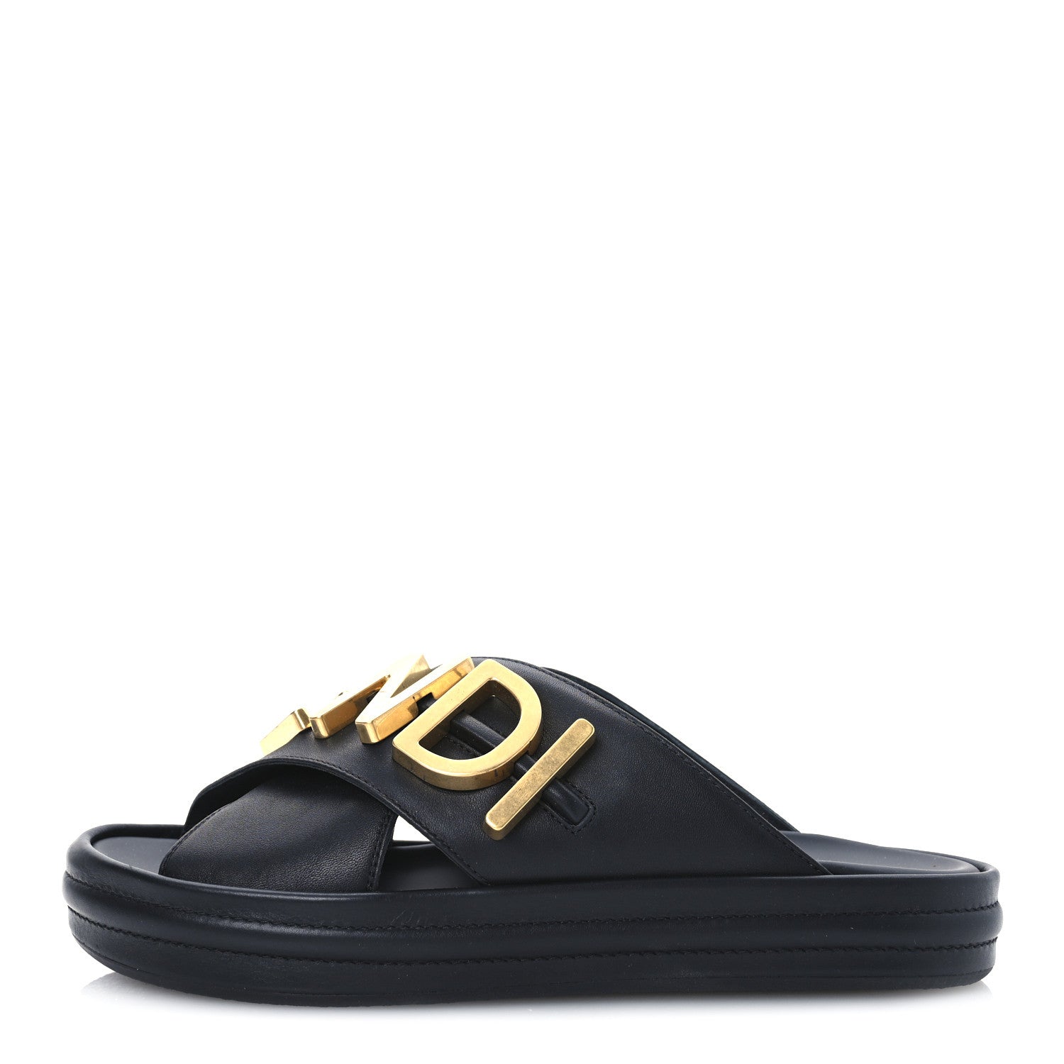 Fendi Vitello Womens Fendigraphy Slide Sandals 36 Black 1696448 ...