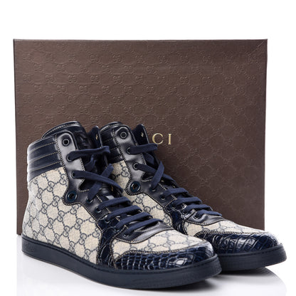 Gucci GG Plus Monogram Crocodile Mens Coda Sneakers 13.5 Blue 10 of 10