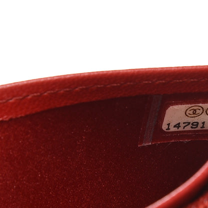 Chanel Lambskin Camellia Embossed Yen Wallet Dark Red 8 of 11