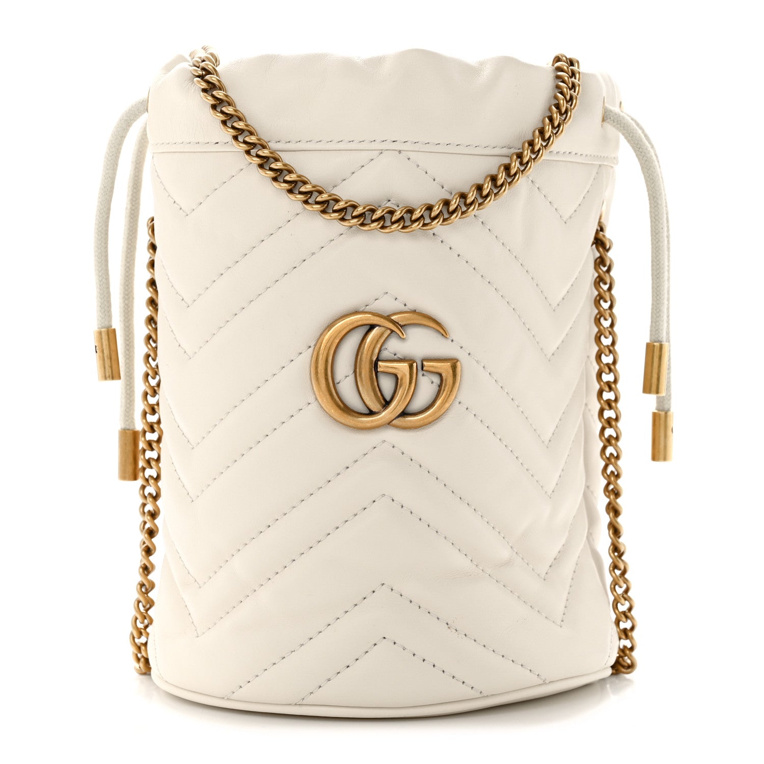 Gucci Calfskin Matelasse Mini GG Marmont 2.0 Bucket Bag White 1 of 13