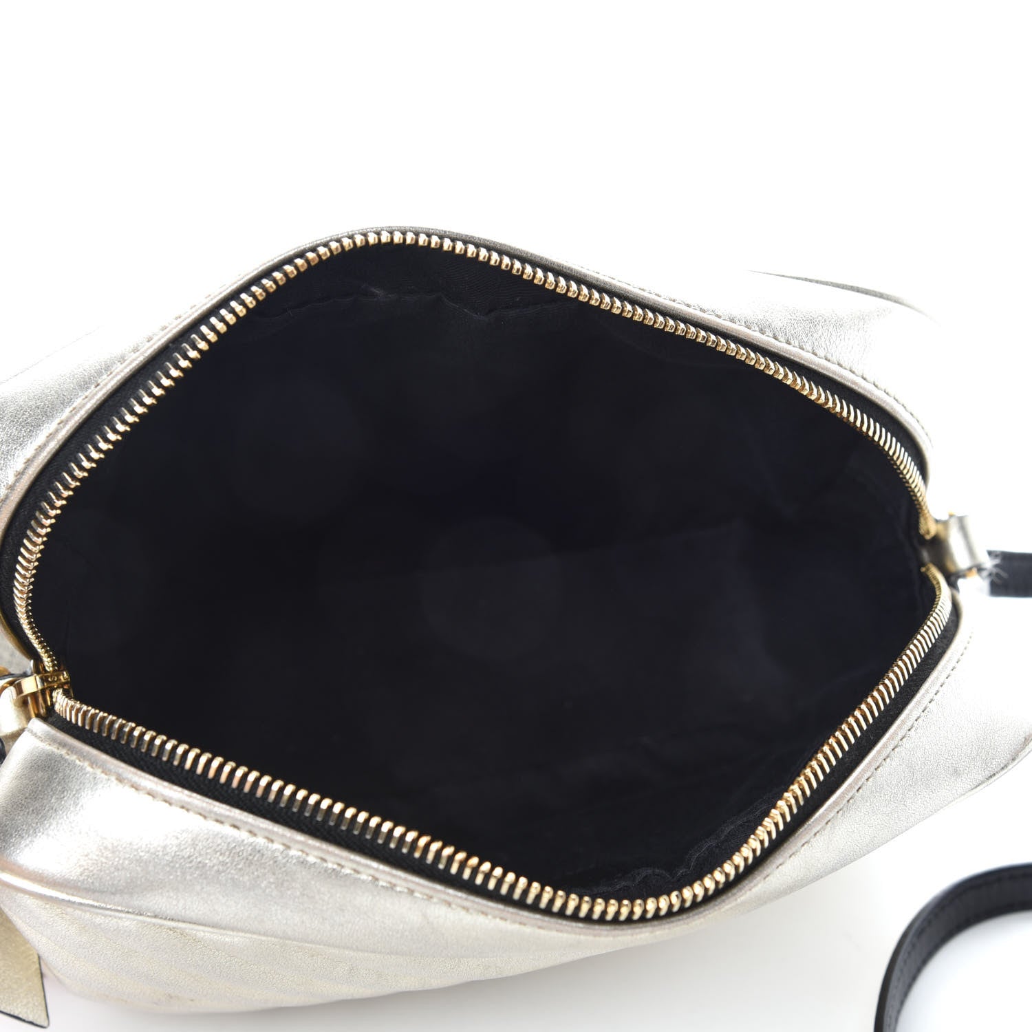 Saint Laurent Metallic Calfskin Matelasse Monogram Lou Camera Bag Platino 5 of 11