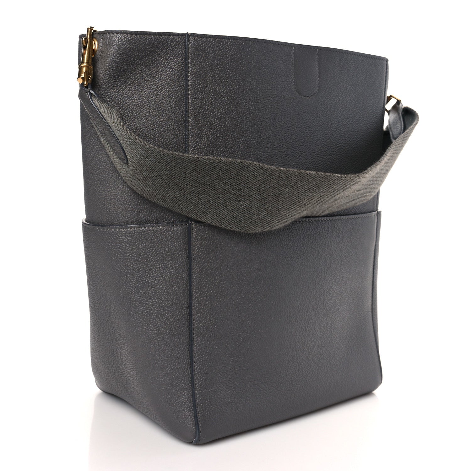 Celine Soft Grained Calfskin Sangle Bucket Bag Grey 3 of 10
