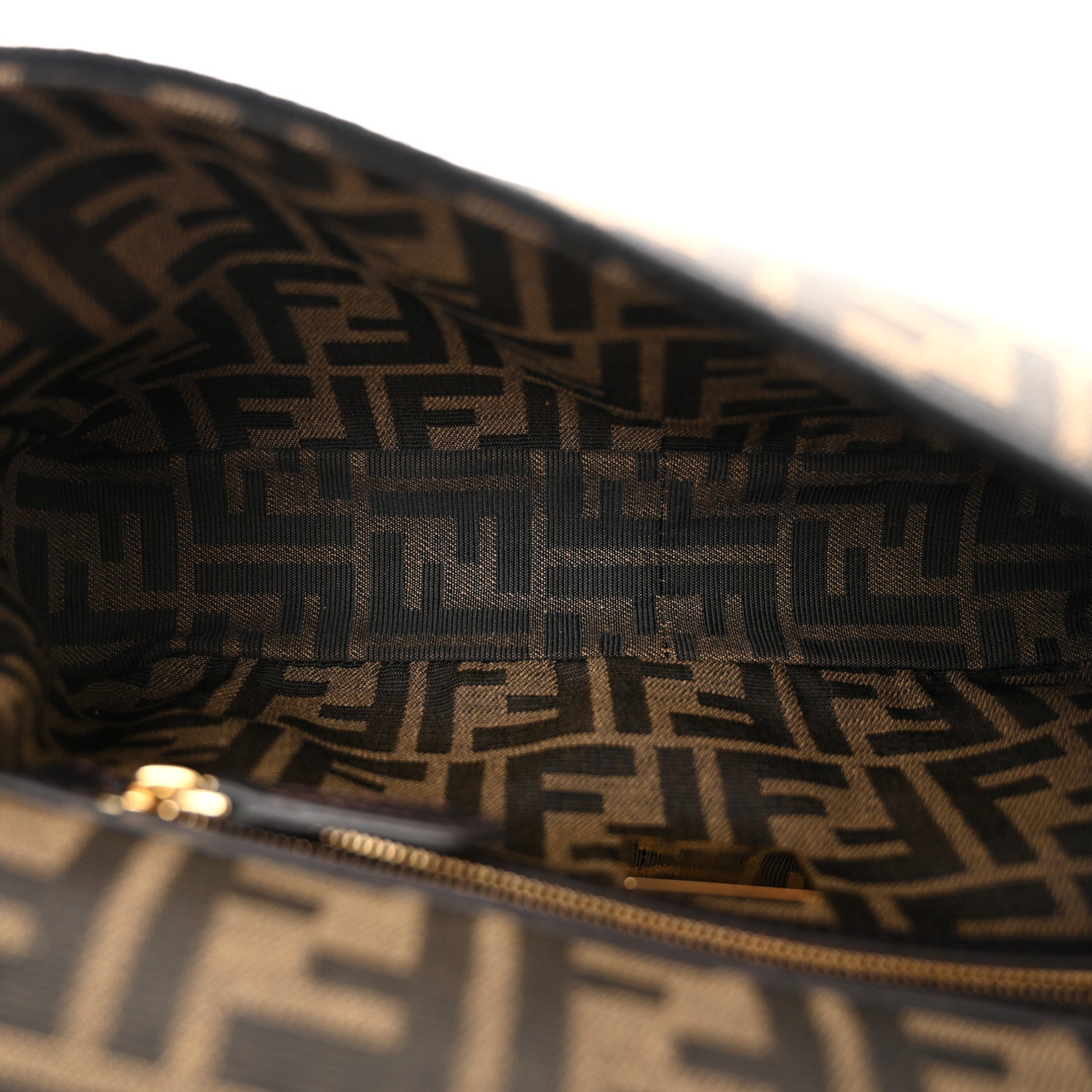 Fendi Fabric Jacquard FF 1974 Medium Baguette Tobacco Moro Black 5 of 11