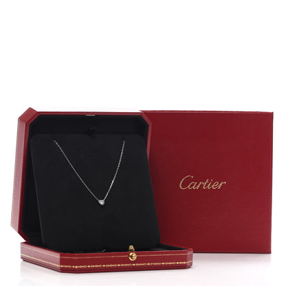 Cartier 18K White Gold Diamond D'Amour Heart Pendant Necklace 6 of 7