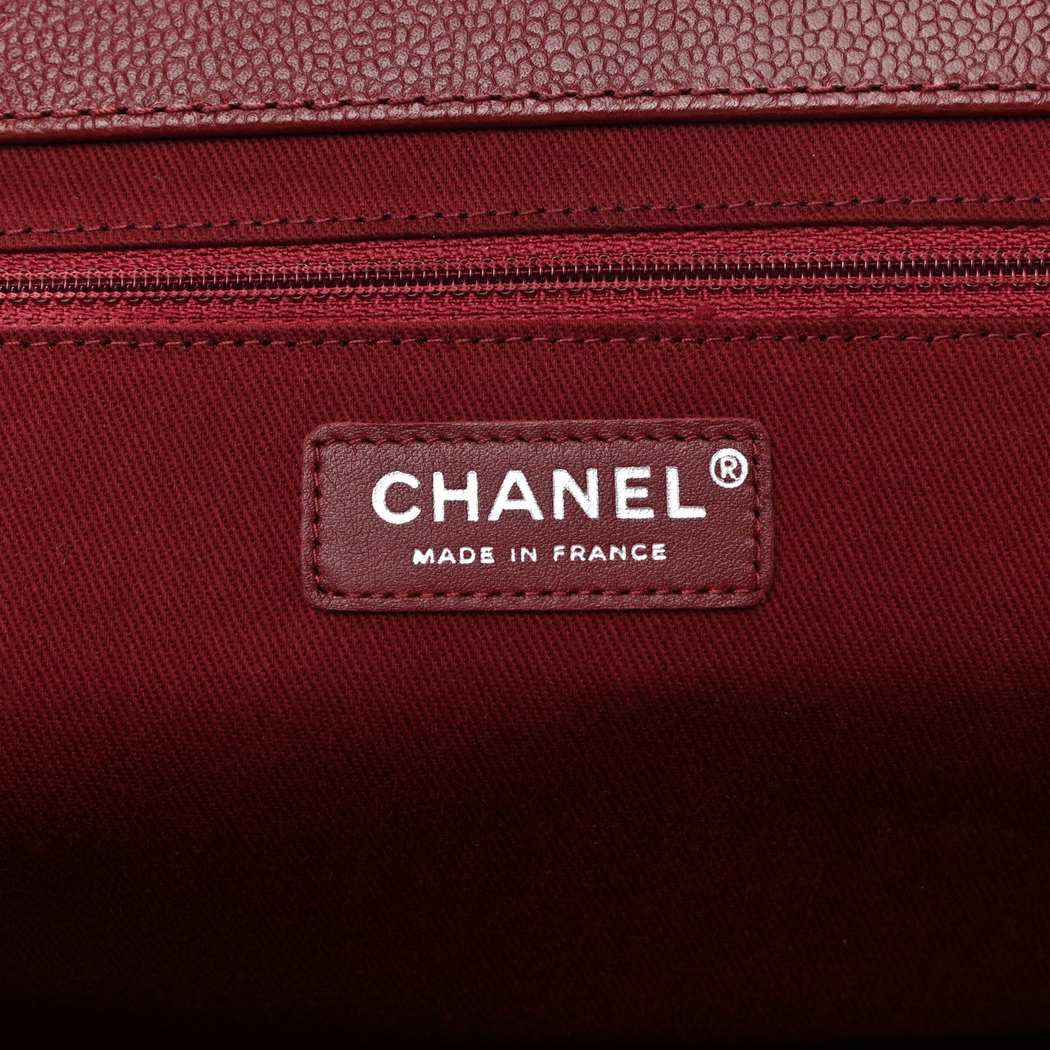 Chanel Caviar Quilted CC Large Clutch Dark Red 6 of 7