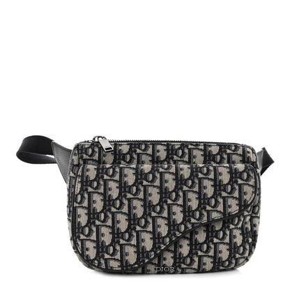 Christian Dior Oblique World Tour Saddle Belt Bag Beige Black 1 of 10