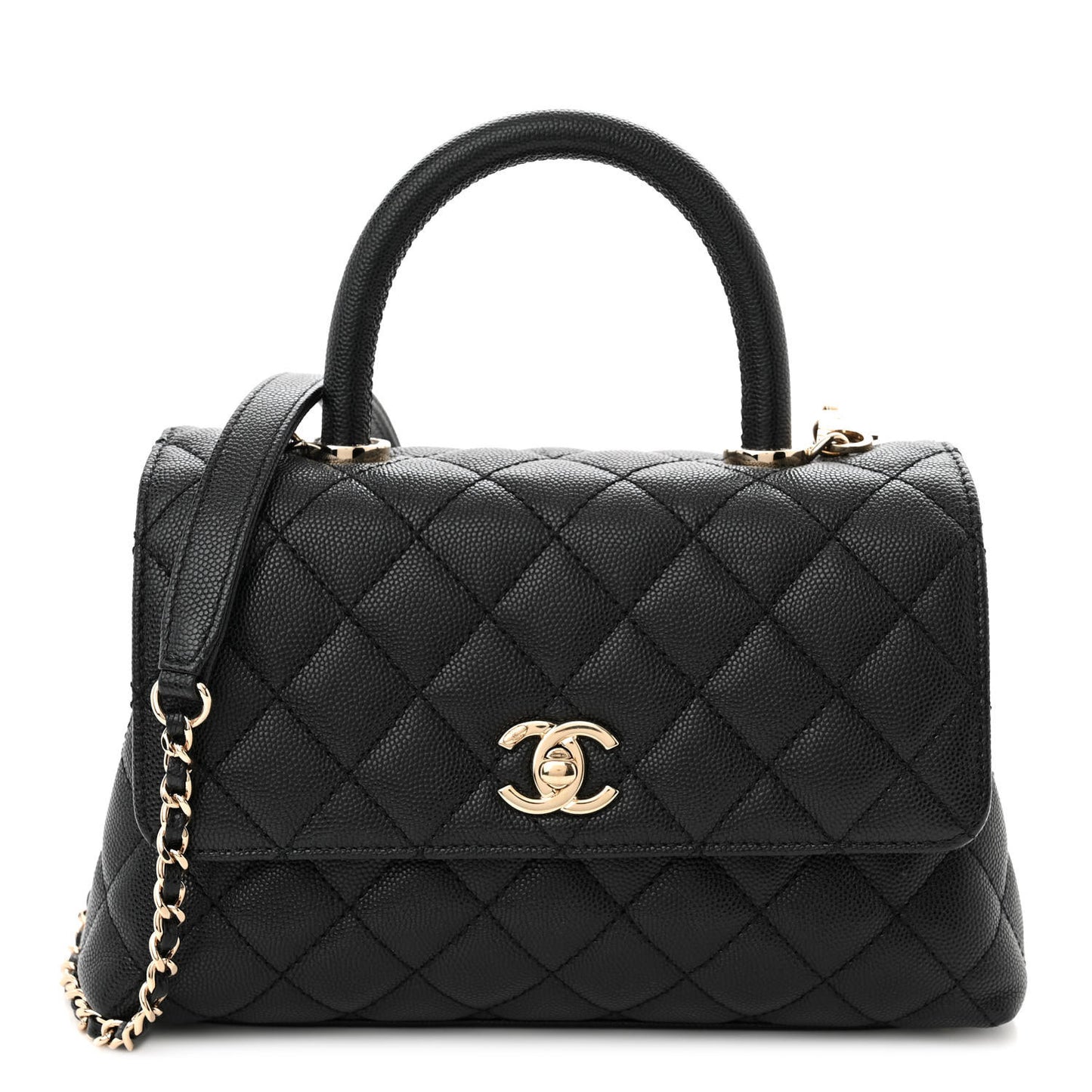 Caviar Quilted Mini Coco Handle Flap Black