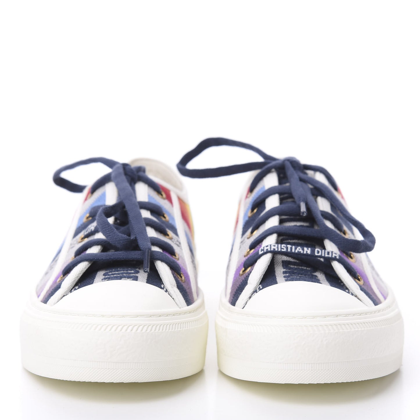 Canvas Rainbow Embroidered Womens Walk'N'Dior Low Top Sneakers 37.5 Multicolor