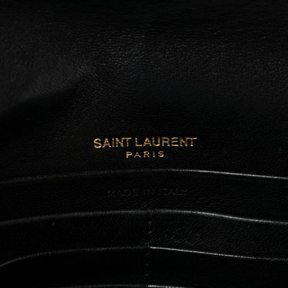 Saint Laurent Lambskin Matelasse Monogram Vicky Chain Wallet Black 6 of 16