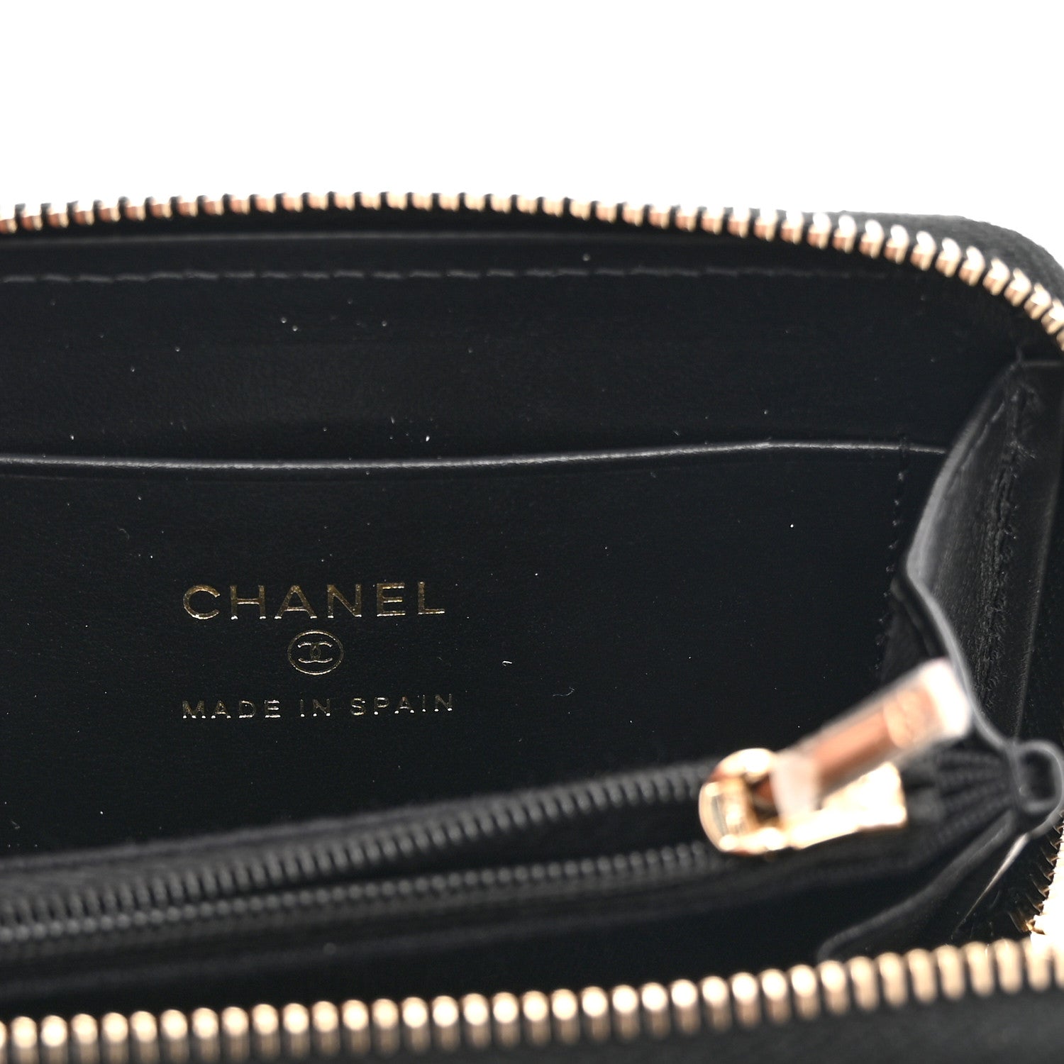 Chanel Caviar Quilted Crystal Zip Around Coin Purse Wallet Black 5 of 8