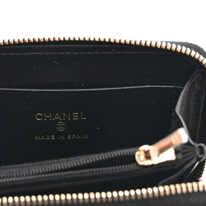 Chanel Caviar Quilted Crystal Zip Around Coin Purse Wallet Black 5 of 8