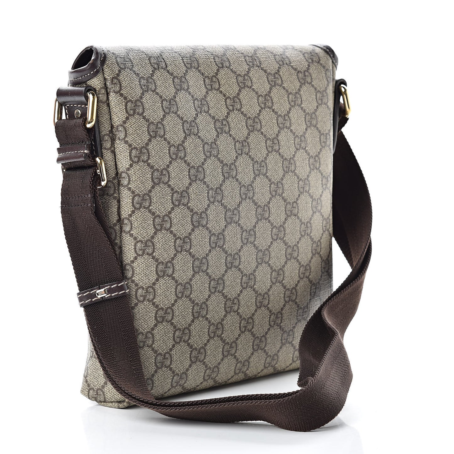 GG Supreme Monogram Selleria Calfskin Small Flap Messenger Bag Beige Ebony Cocoa Dark Chocolate