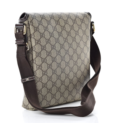 Gucci GG Supreme Monogram Selleria Calfskin Small Flap Messenger Bag Beige Ebony Cocoa Dark Chocolate 3 of 11