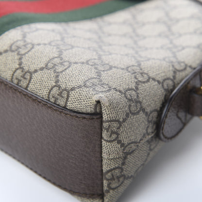 Gucci GG Supreme Monogram Textured Dollar Calfskin Web Small Ophidia Dome Shoulder Bag Beige Ebony New Acero 10 of 14