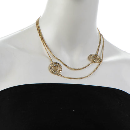 Chanel Crystal Baguette Pearl CC Chain Necklace Gold 3 of 4