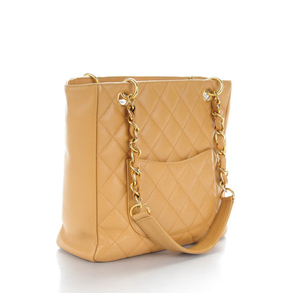 Chanel Caviar Quilted Petit Shopping Tote PST Dark Beige 3 of 7
