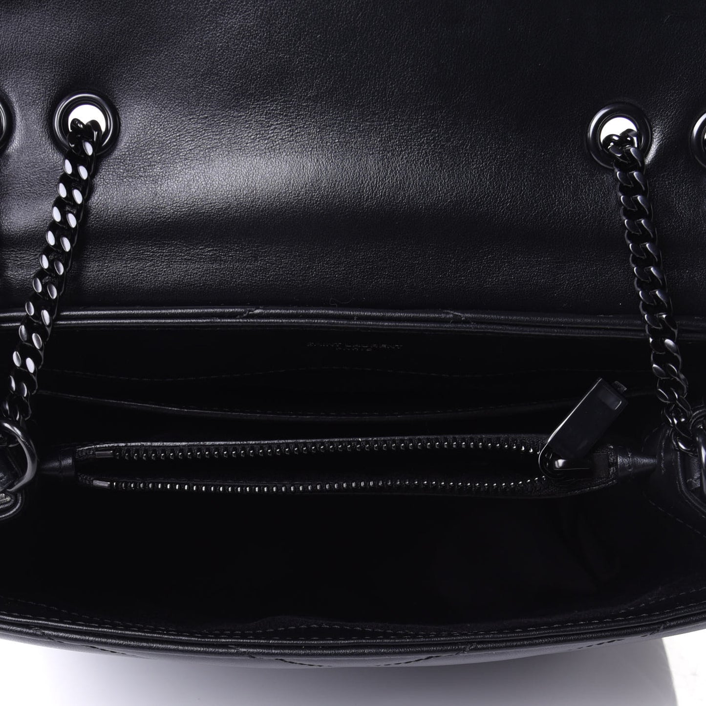 Calfskin Y Quilted Monogram Small Loulou Chain Satchel Black