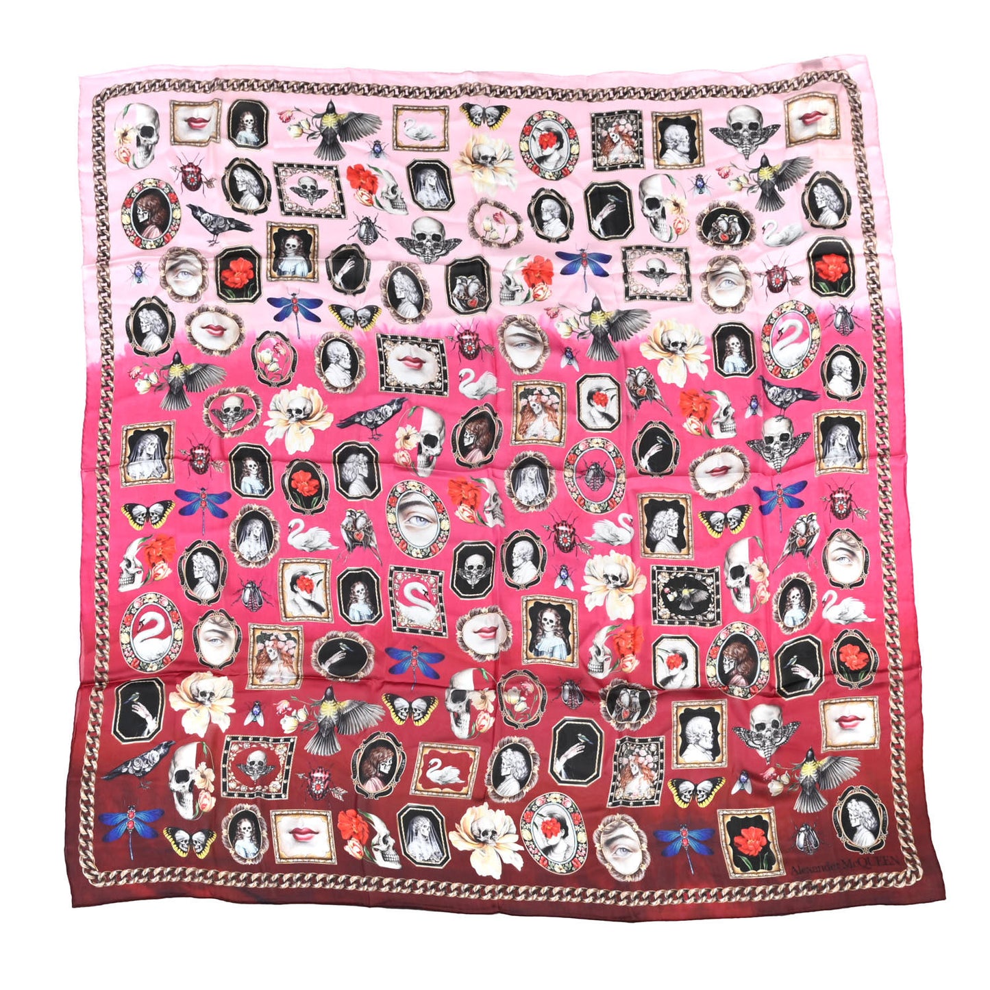 Silk Cameo and Curiosity Scarf Bordeaux Pink