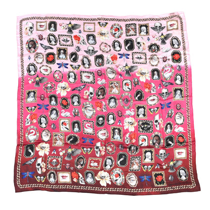 Alexander McQueen Silk Cameo and Curiosity Scarf Bordeaux Pink 1 of 6