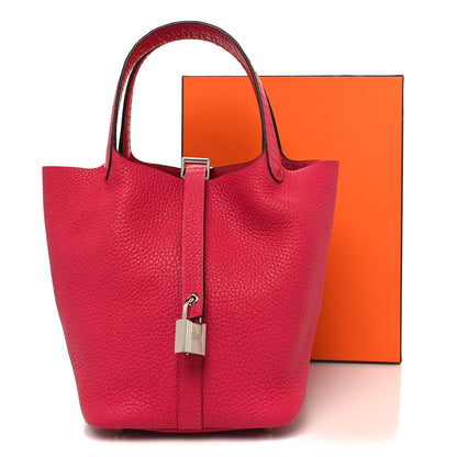 Hermes Taurillon Clemence Matte Alligator Picotin Lock Touch 18 PM Rose Mexico 13 of 13
