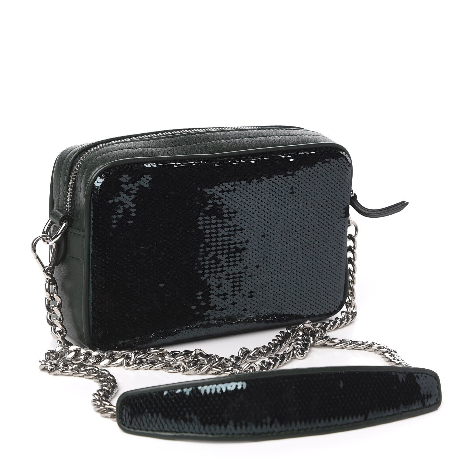 Miu Miu Paillettes Sequin Chain Camera Bag Smeraldo 3 of 9