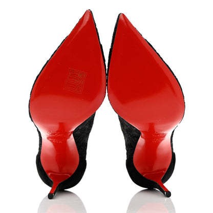 Christian Louboutin Veau Velours Florale Lace Follies 100 Pumps 40.5 Black 5 of 13