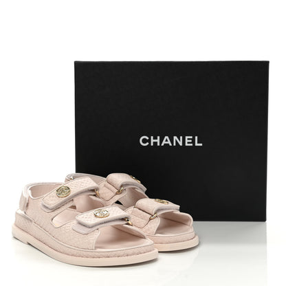 Chanel Calfskin Printed Velcro Dad Sandals 35.5 Pink 9 of 9