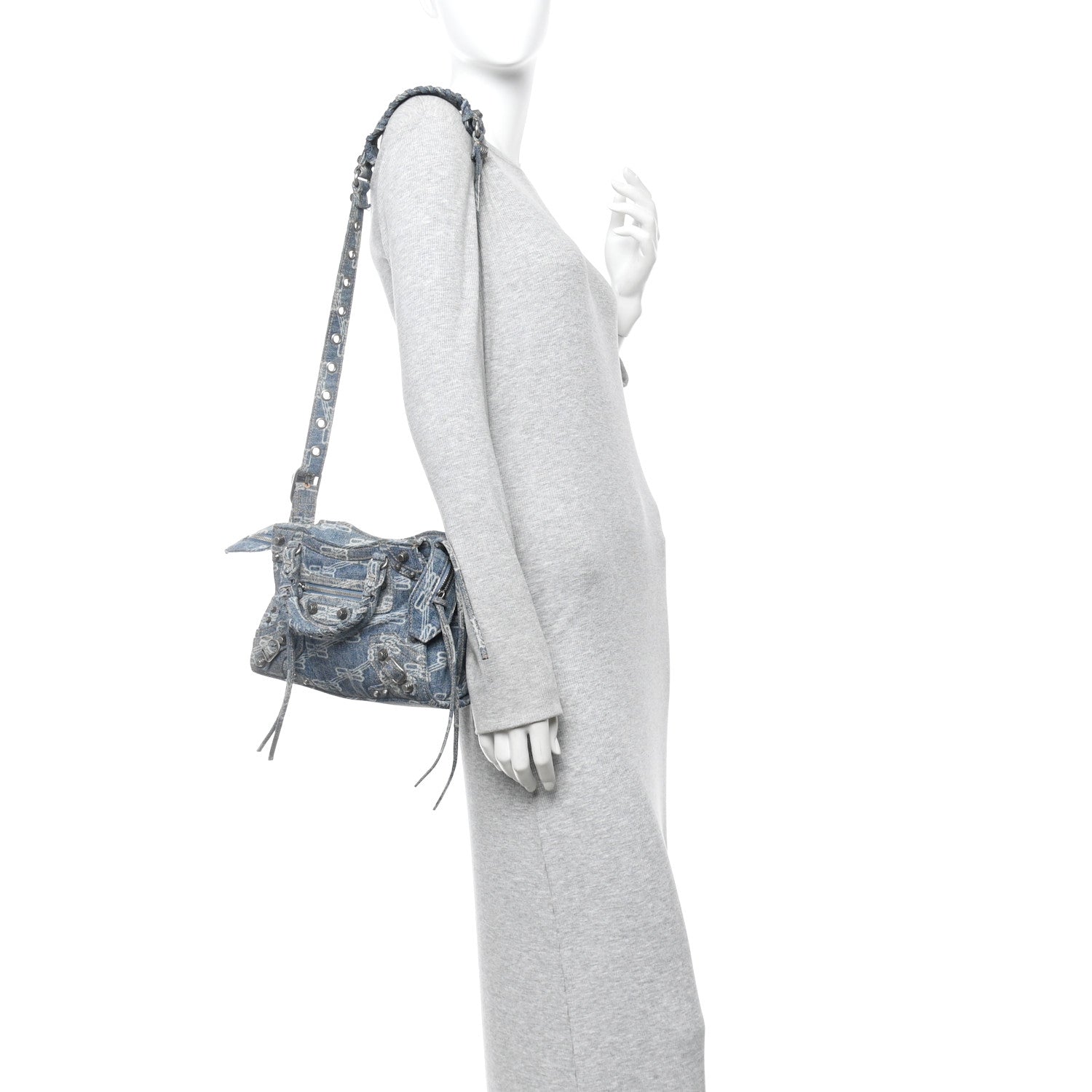 Balenciaga Denim BB Monogram Neo Cagole Handbag XS Blue 2 of 11