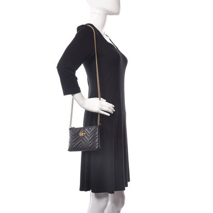 Gucci Calfskin Matelasse Mini GG Marmont Chain Bag Black 2 of 10