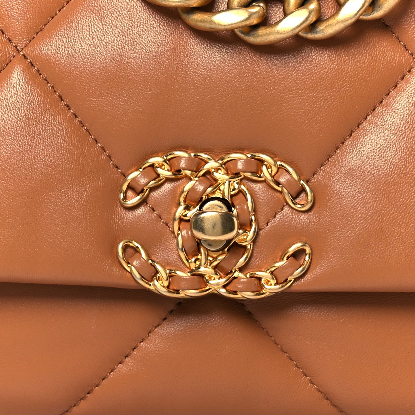 Lambskin Quilted Medium Chanel 19 Flap Brown