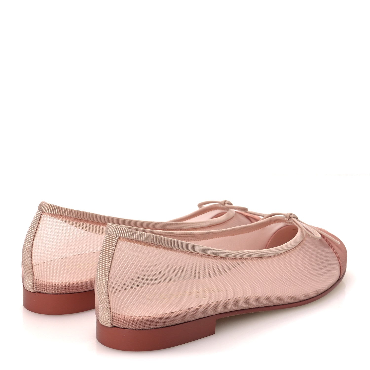 Chanel Mesh Grosgrain CC Cap Toe Ballerina Flats 38.5 Light Pink Dark Pink 5 of 12