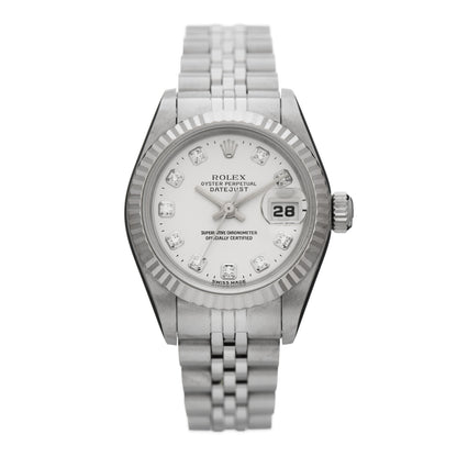 Rolex Stainless Steel 18K White Gold Diamond 26mm Oyster Perpetual Datejust Watch Silver 69174 1 of 5