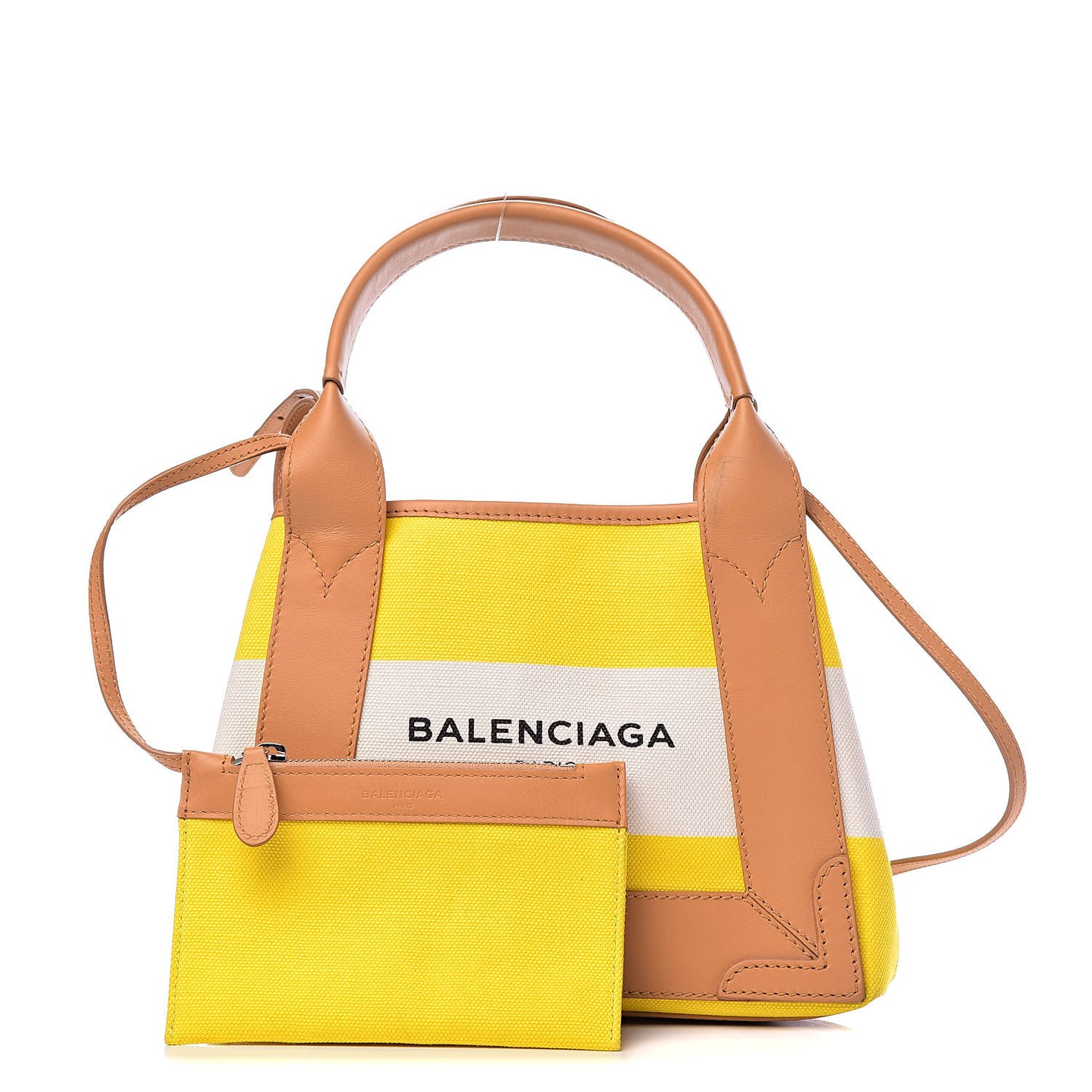 Cotton Canvas Calfskin Navy Cabas XS Yellow