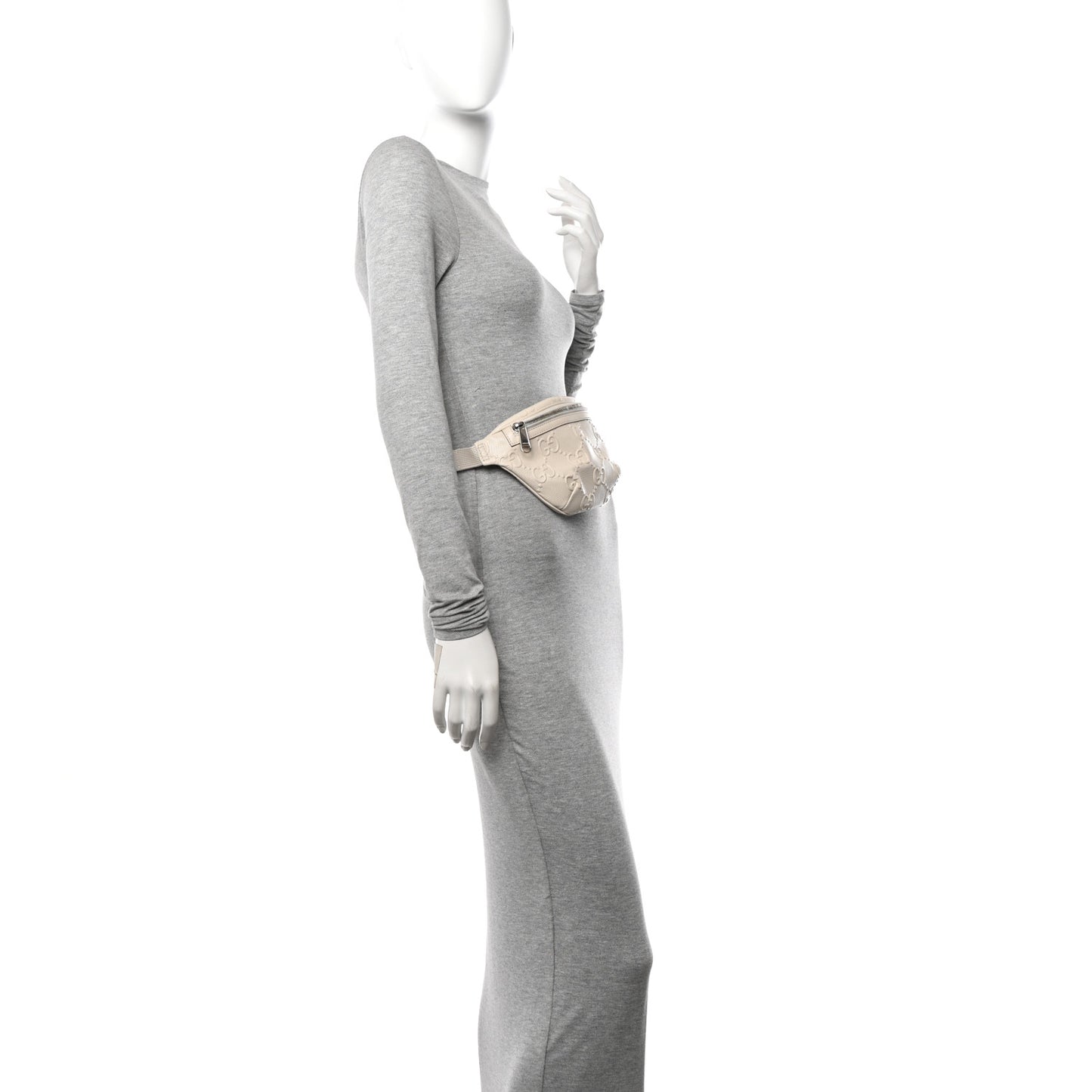 Calfskin GG Tennis Embossed Belt Bag Mystic White