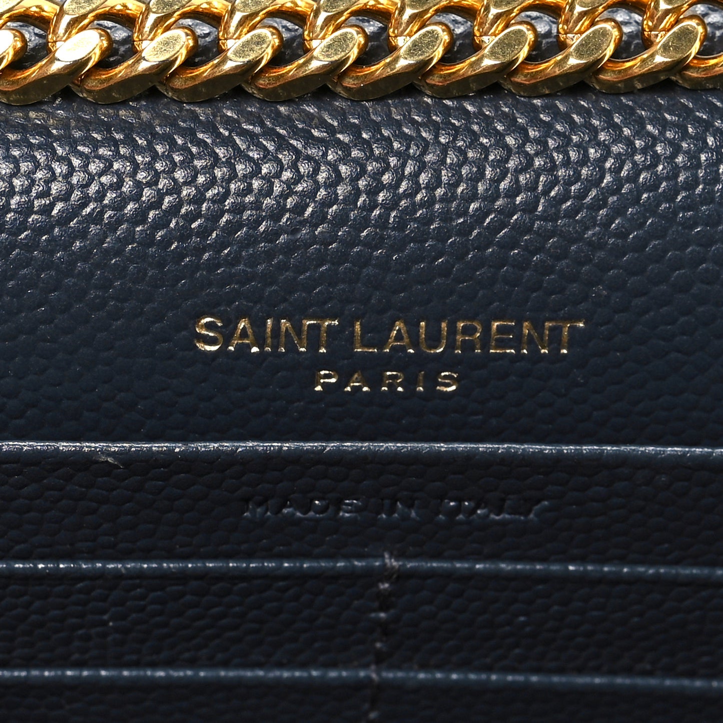 Grain De Poudre Matelasse Chevron Monogram Envelope Chain Wallet Dark Smog