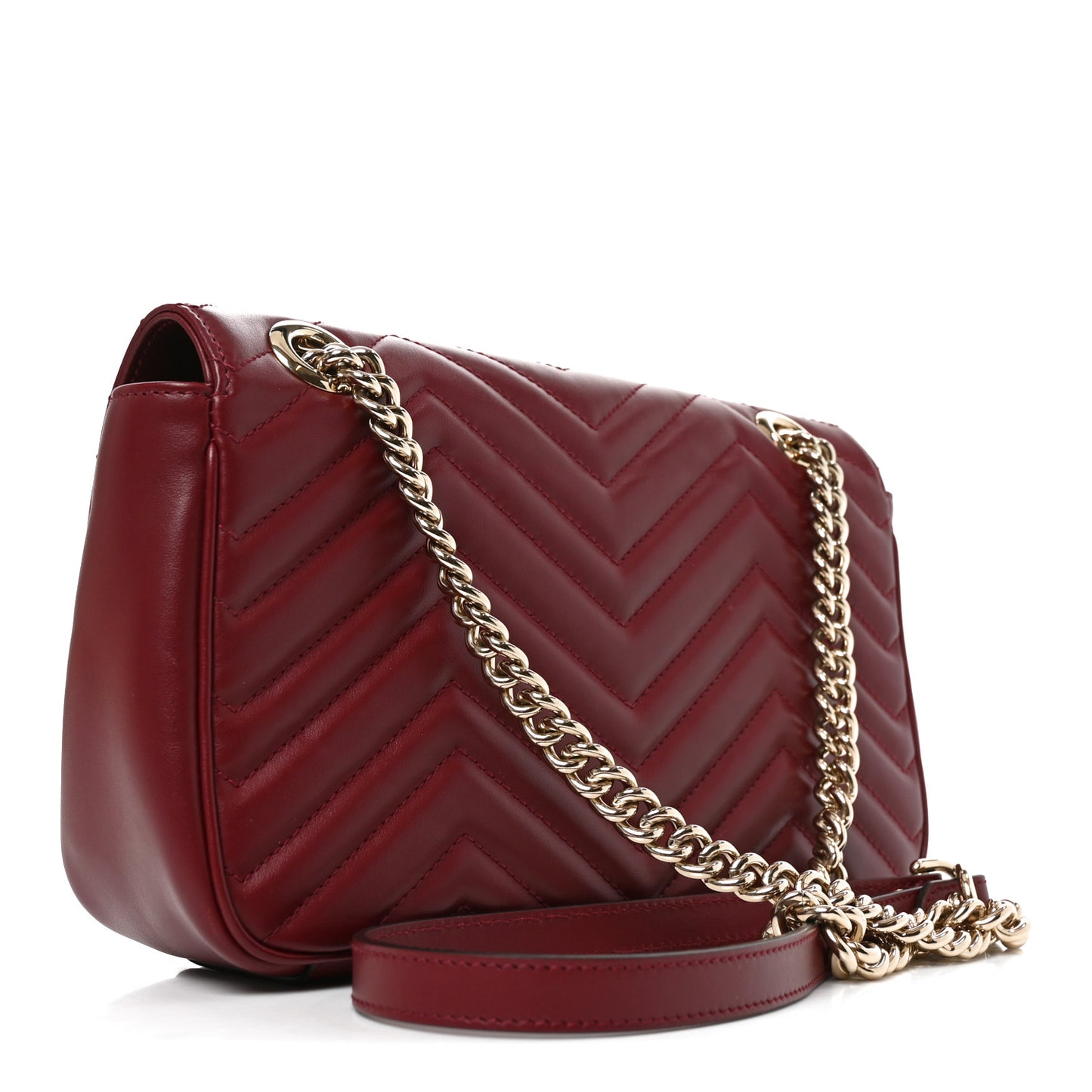Calfskin Matelasse Small GG Marmont Shoulder Bag Rosso Ancora Red