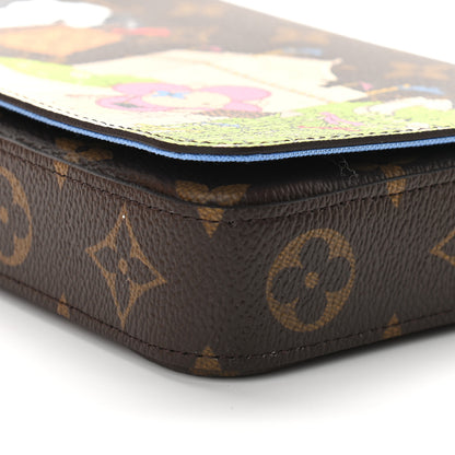 Louis Vuitton Monogram 2021 Christmas Animation China Wall Pochette Felicie Chain Wallet Myosotis Blue 8 of 8