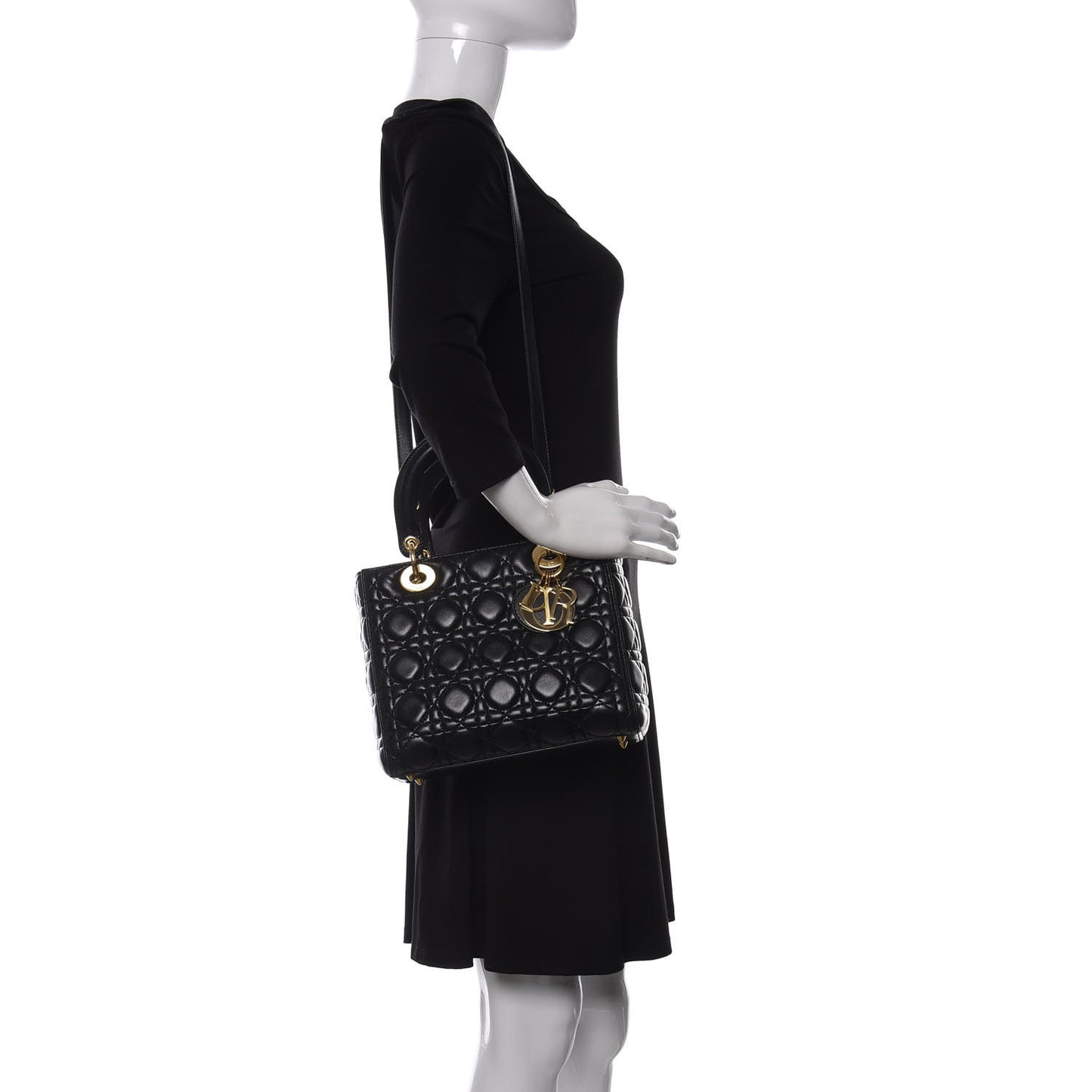 Lambskin Cannage Medium Lady Dior Black
