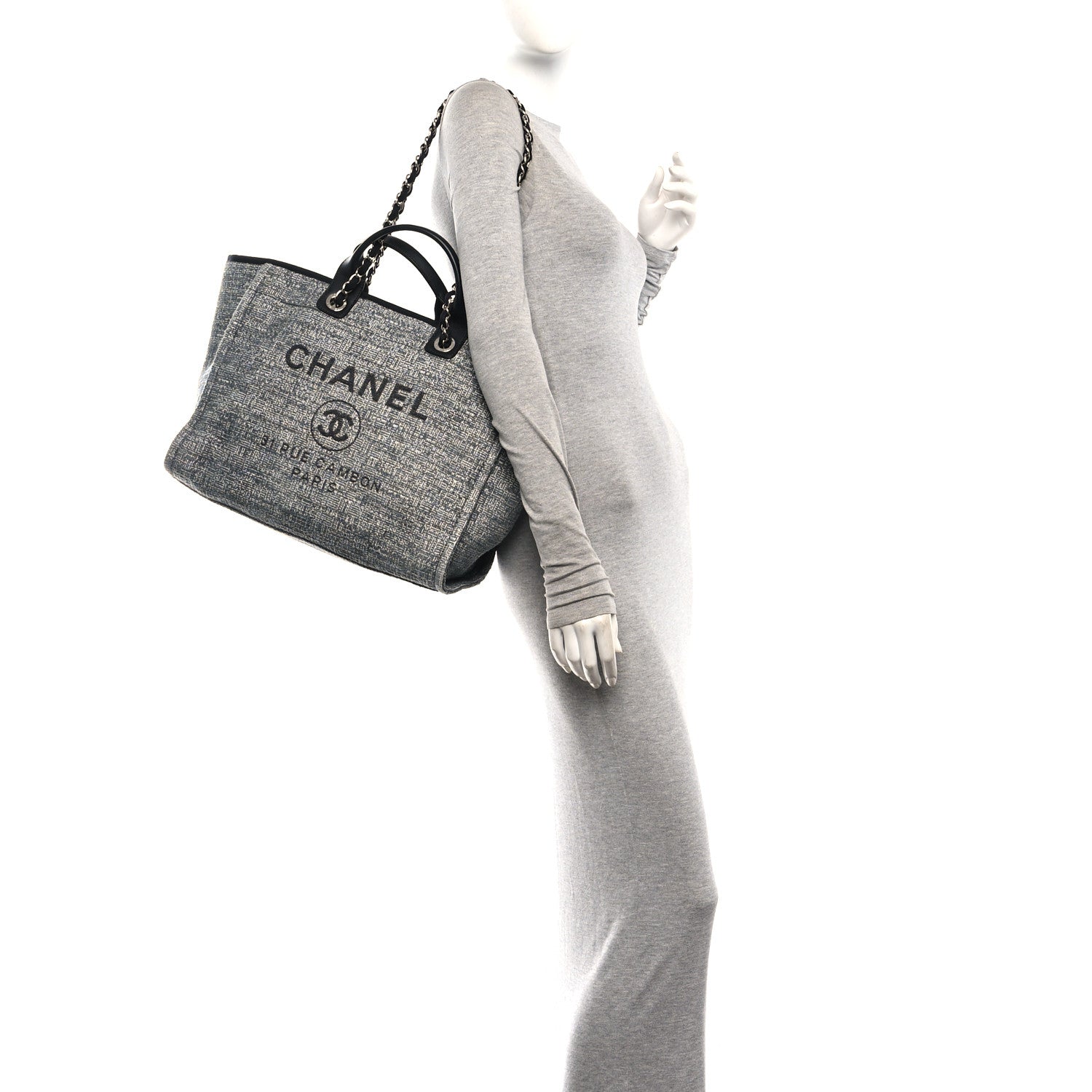 Chanel Canvas Medium Deauville Tote Charcoal 2 of 10