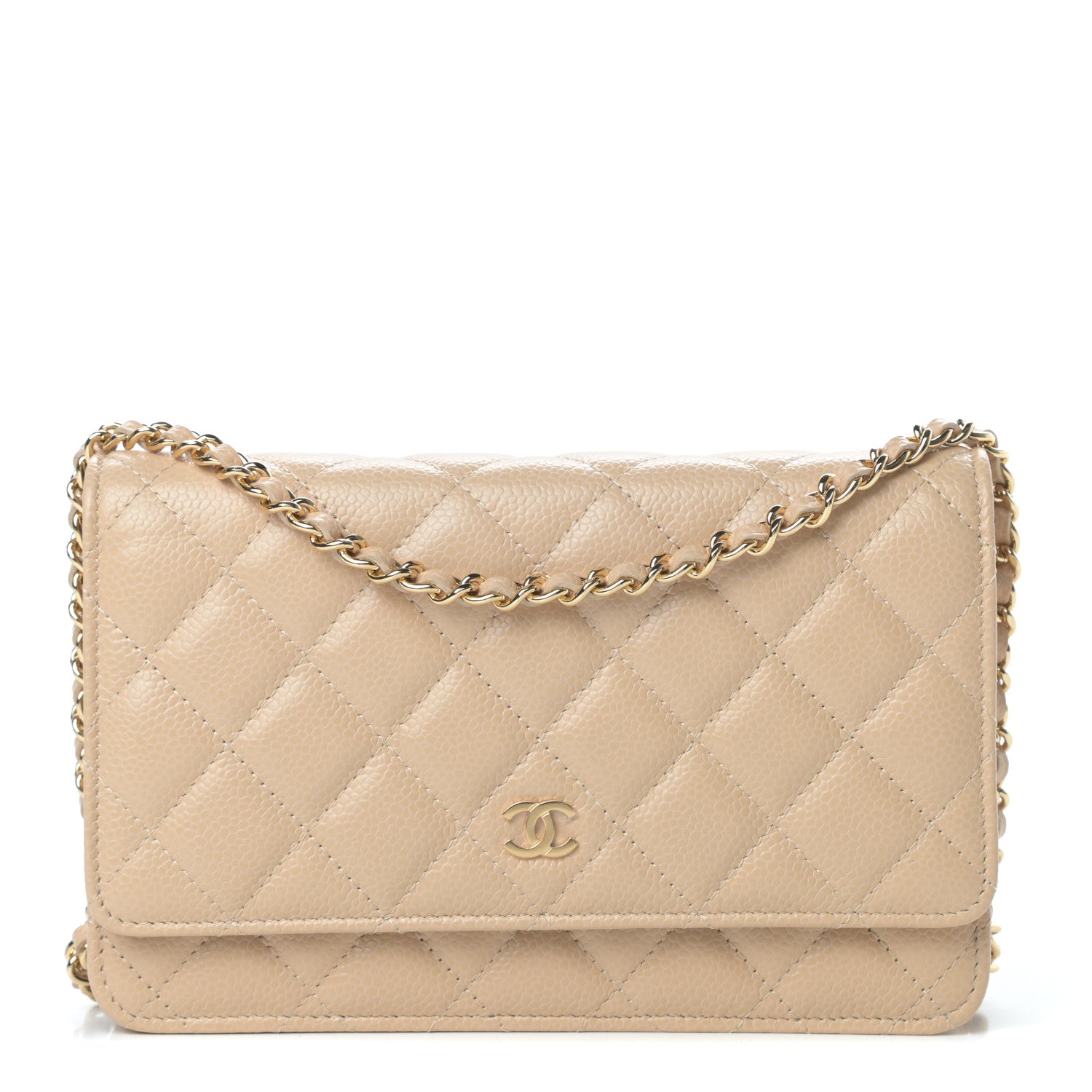Chanel Caviar Quilted Wallet On Chain WOC Beige 1 of 14