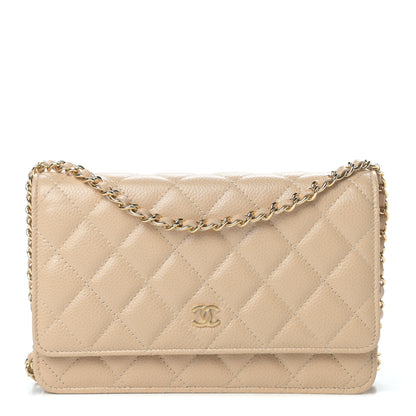 Chanel Caviar Quilted Wallet On Chain WOC Beige 1 of 14