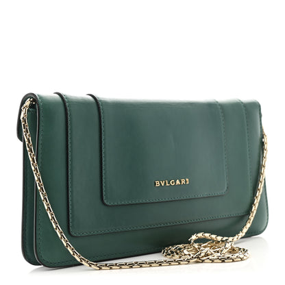 Bulgari Calfskin Serpenti Forever Flap Clutch  Emerald Green 3 of 12