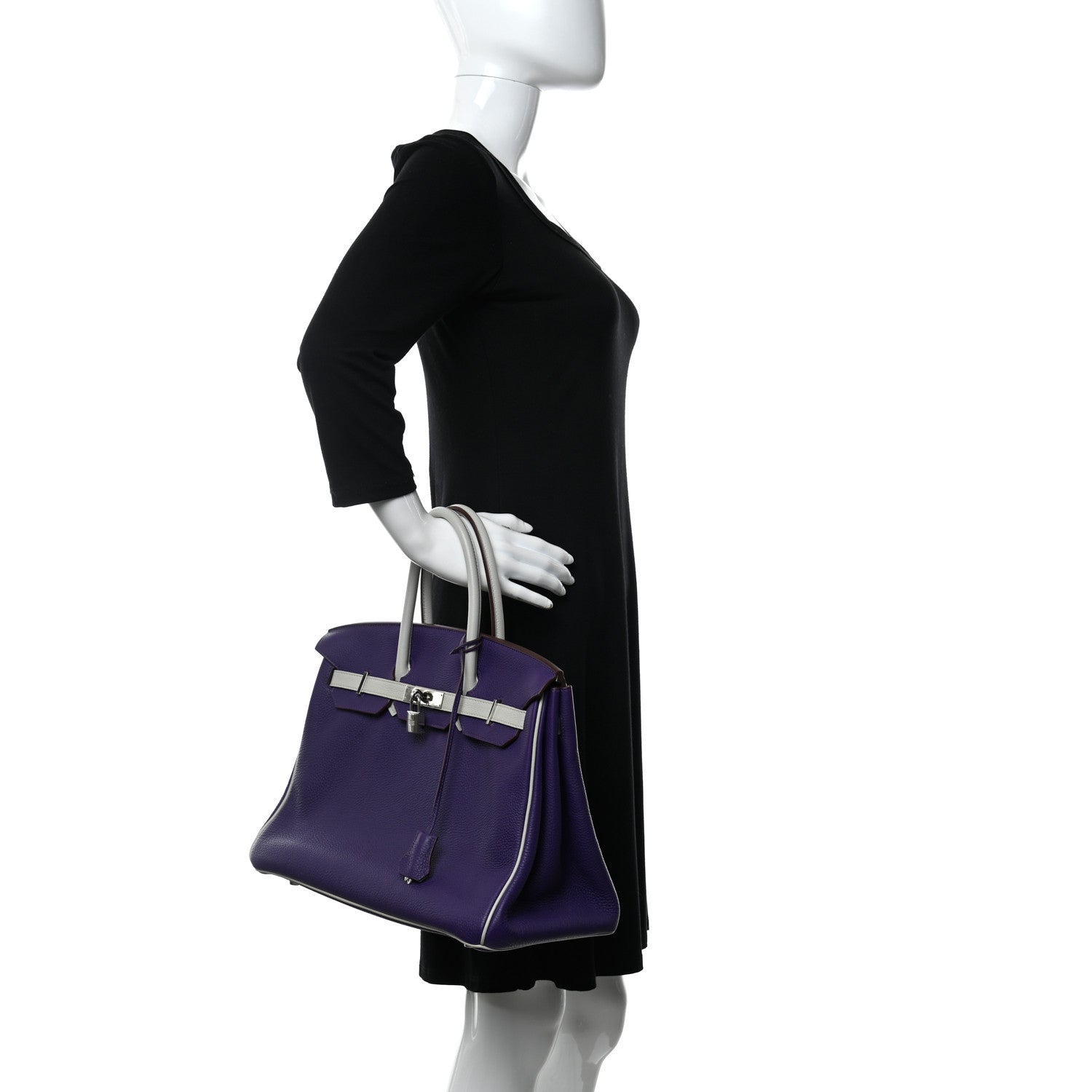 Hermes Togo Bi-Color Horseshoe Birkin 35 Iris Gris Perle 2 of 12
