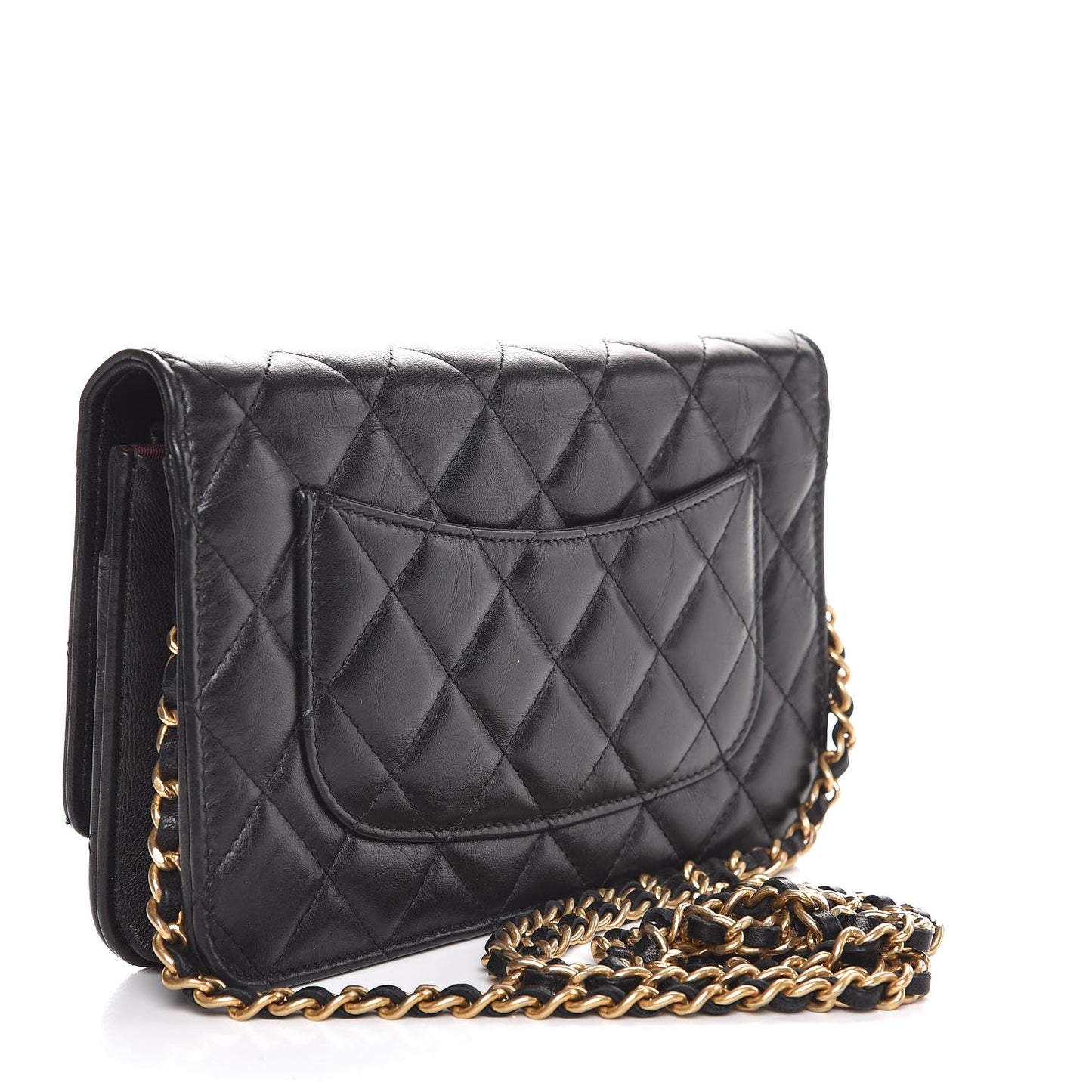 Aged Calfskin Quilted Reissue Wallet On Chain WOC Black