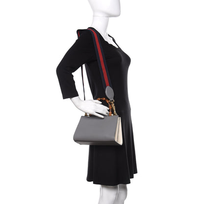 Gucci Nappa Bamboo Web Mini Nymphaea Top Handle Bag Deep Grey Mystic White 2 of 10