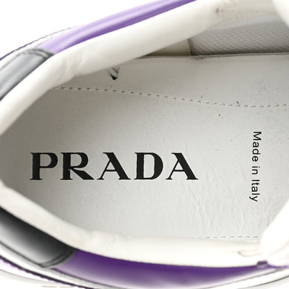 Prada Vitello Rois Metal Triangle Logo Mens Downtown Low Top Sneakers 8 White Ciclamino 8 of 12