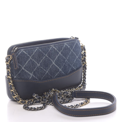 Chanel Denim Calfskin Quilted Small Gabrielle Clutch With Chain Blue 3 of 13