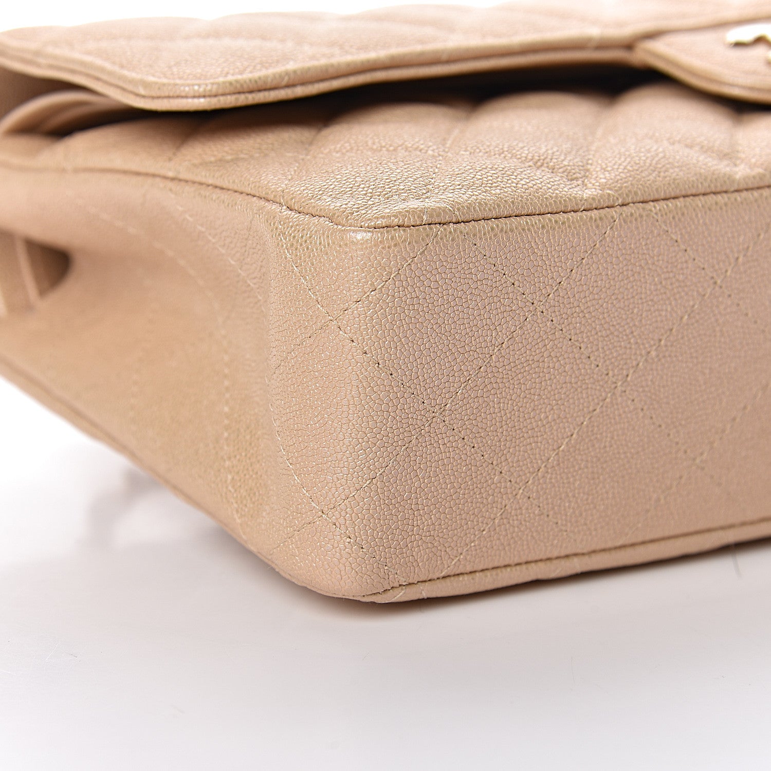 Chanel Iridescent Caviar Quilted Medium Double Flap Beige 8 of 11