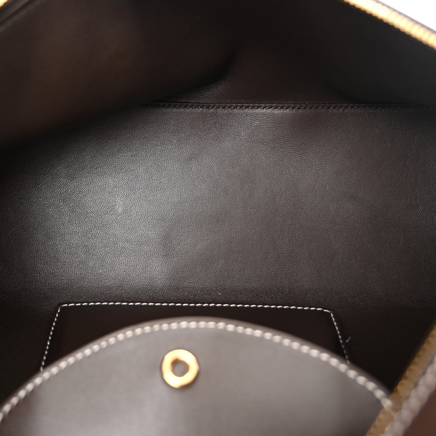 Loro Piana Calfskin Merino Wool Extra Bag L27 Natural Brown Dark Chocolate Licorice Sun Gold 5 of 9